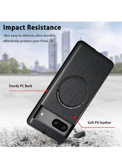 KASTWAVE Compatible Google Pixel 7A Magnetic Case,Slim Shockproof Soft PU Leather & Hard PC Full Protective Cover Google 7A 6.1”,Compatible with MagSafe Charging & Accessories,Pixel 7A Cases 2023 Black  - Image 3