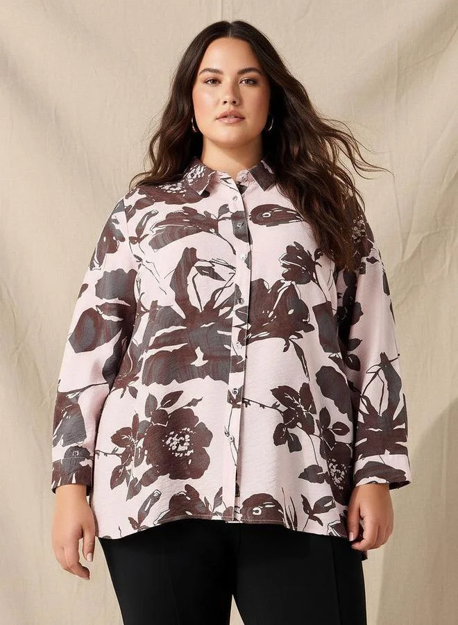 Ulla Popken Ulla Popken Relaxed Fit Viscose Printed Shirt