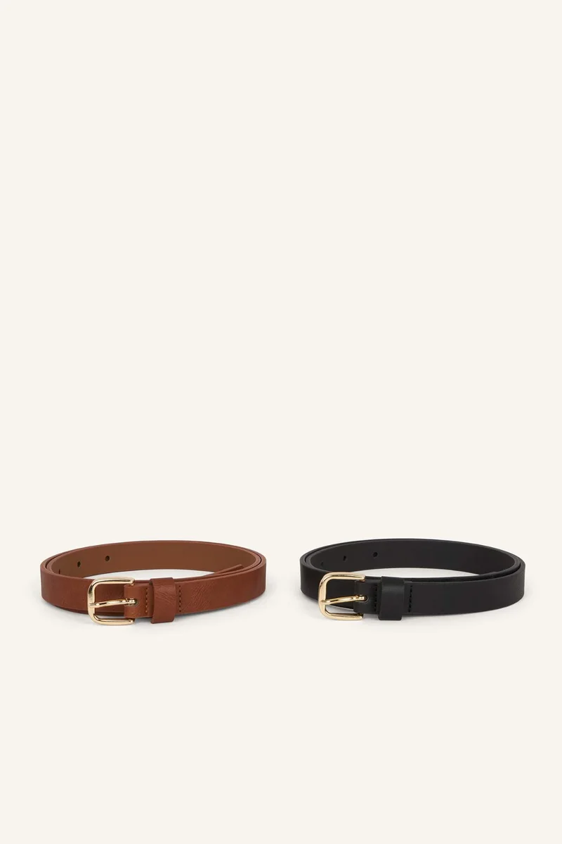 Woman Oval Buckle Faux Leather Casual Belt