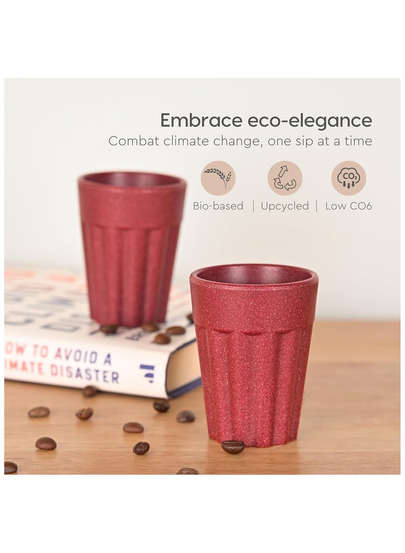 FRENVI Earth-Friendly Cutting Chai Cups 100 ml| Coffee Cup made with Rice Husk & Bamboo Fibers |Coral Red - Image 3