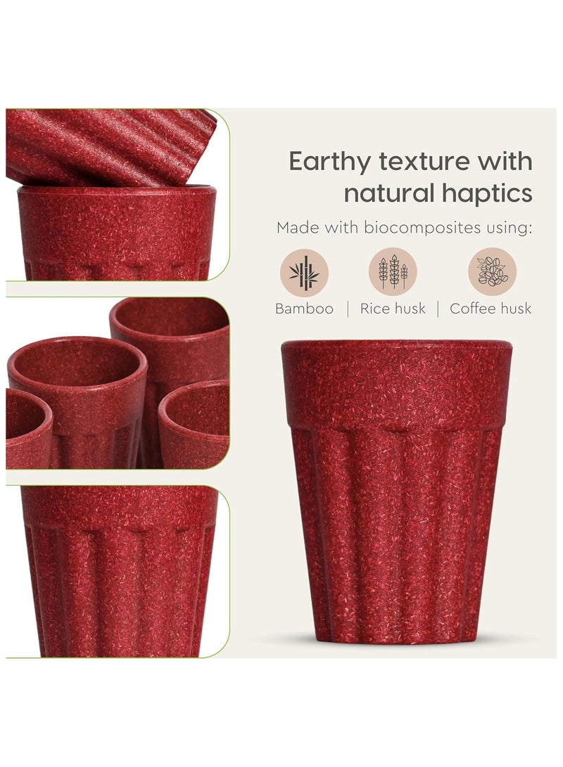 FRENVI Earth-Friendly Cutting Chai Cups 100 ml| Coffee Cup made with Rice Husk & Bamboo Fibers |Coral Red - Image 5