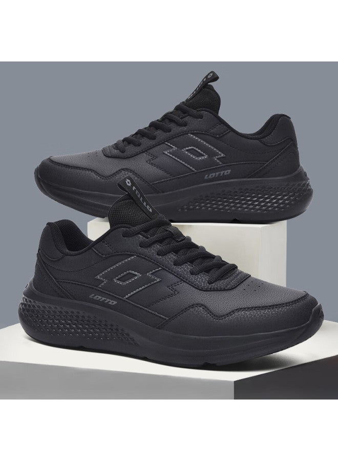 Lotto Men's Casual Shoes Spring Leather Shock Absorption Running Jogging Sports Shoes 8837p Black Size 44