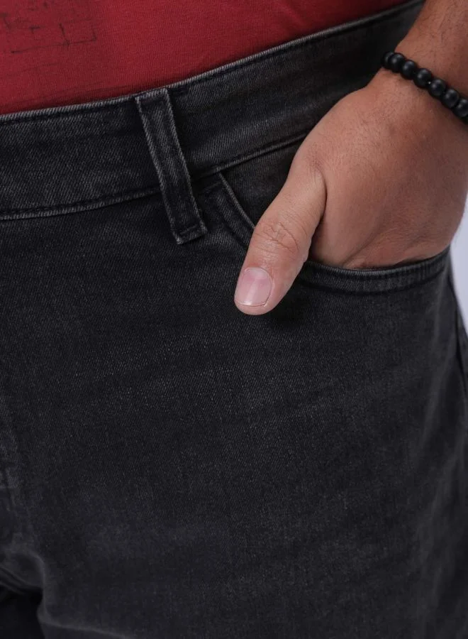 HARDSODA Men Plus Size Vintage Straight Fit Solid Mid-Rise Stretchable Jeans