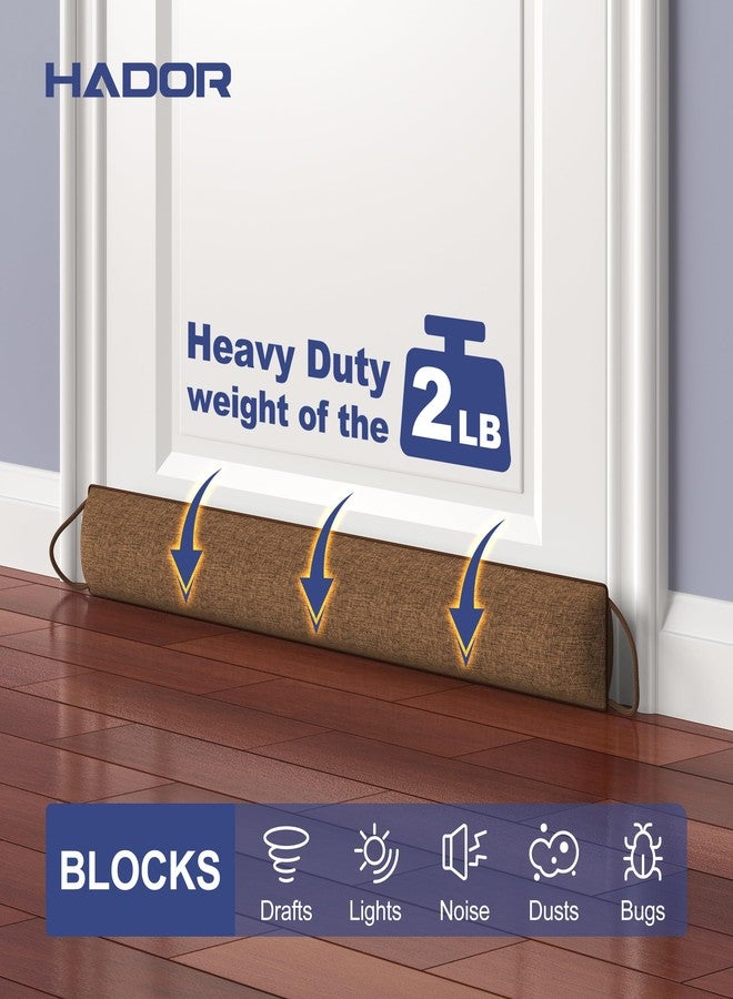 هادور مانع تسرب الهواء للأبواب من هادور، مقاس 30 بوصة، مزود بوزن مناسب - وسادة مانعة لتسرب الهواء أسفل الباب، يمنع دخول الهواء البارد والرياح والضوضاء، حشوة سفلية عازلة للصوت شديدة التحمل (تغطي فجوات تصل إلى 3 بوصات)، مانع تسرب نوافذ الفناء المنزلقة في فصل الشتاء، بني - Image 2