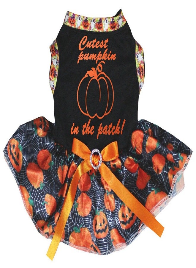 Petitebella Cutest Pumpkin in The Patch Puppy Dog Dress (Black/Pumpkin Cobweb, Medium)