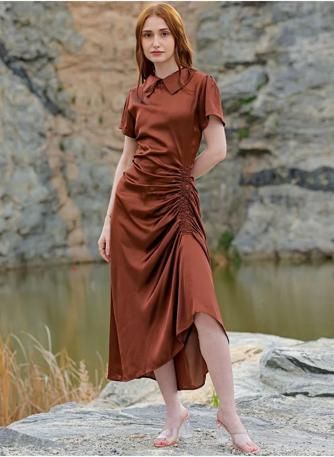 Freehand Women Straight Fit Casual Solid Asymmetric Dress