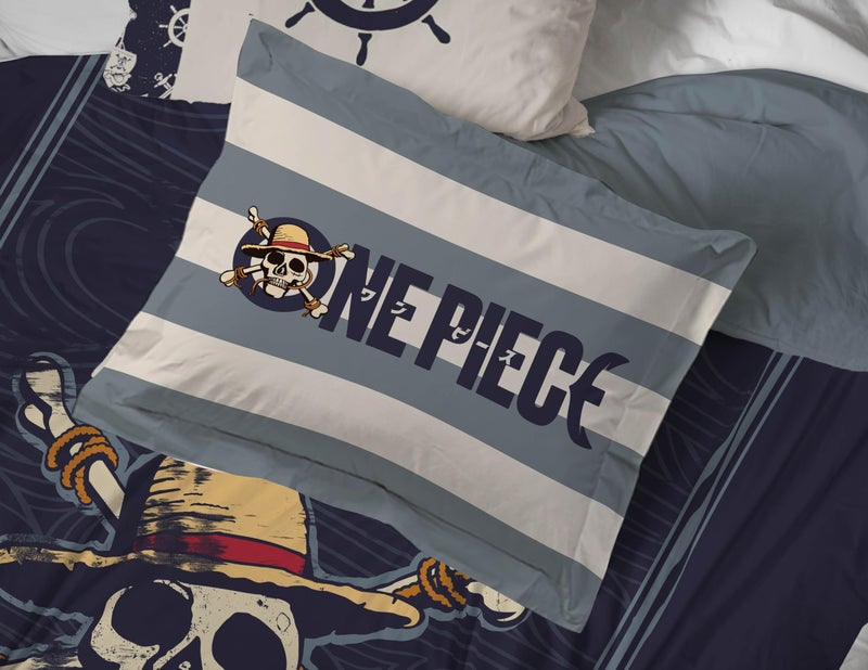 Jay Franco One Piece Twin Size Comforter Set - 5 Piece Blue Bedding Includes Sheet Set & Pillow Covers - Super Soft Anime Bedding with Skull and Bones - Image 5