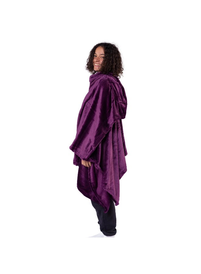 Mintra Lightweight Throw Blanket with Pockets, 250 GSM Extra Soft Premium Microfiber in Purple - Image 2