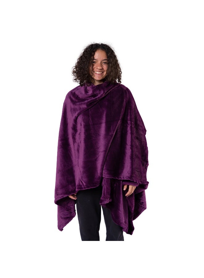 Mintra Lightweight Throw Blanket with Pockets, 250 GSM Extra Soft Premium Microfiber in Purple - Image 3