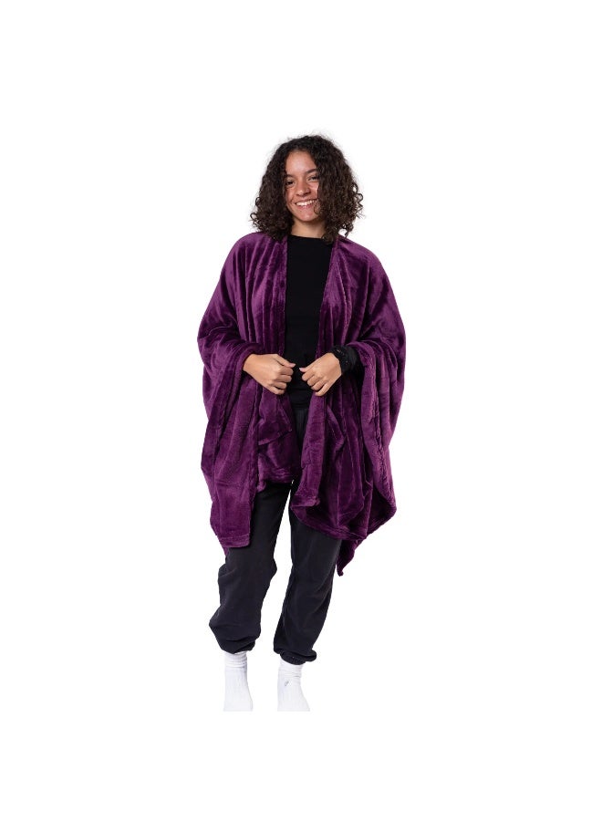 Mintra Lightweight Throw Blanket with Pockets, 250 GSM Extra Soft Premium Microfiber in Purple - Image 1