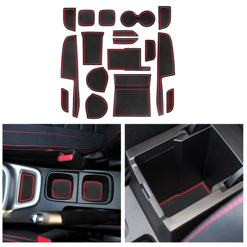 Generic CDEFG Compatible with Suzuki Vitara LY Hybrid 2016-2023 2024, Rubber Mats Centre Console Non-Slip Mats Non-Slip Cup Holder Rubber Mat Armrest Vitara LY 2024 Accessories (Automatic Transmission Red)  - Image 1