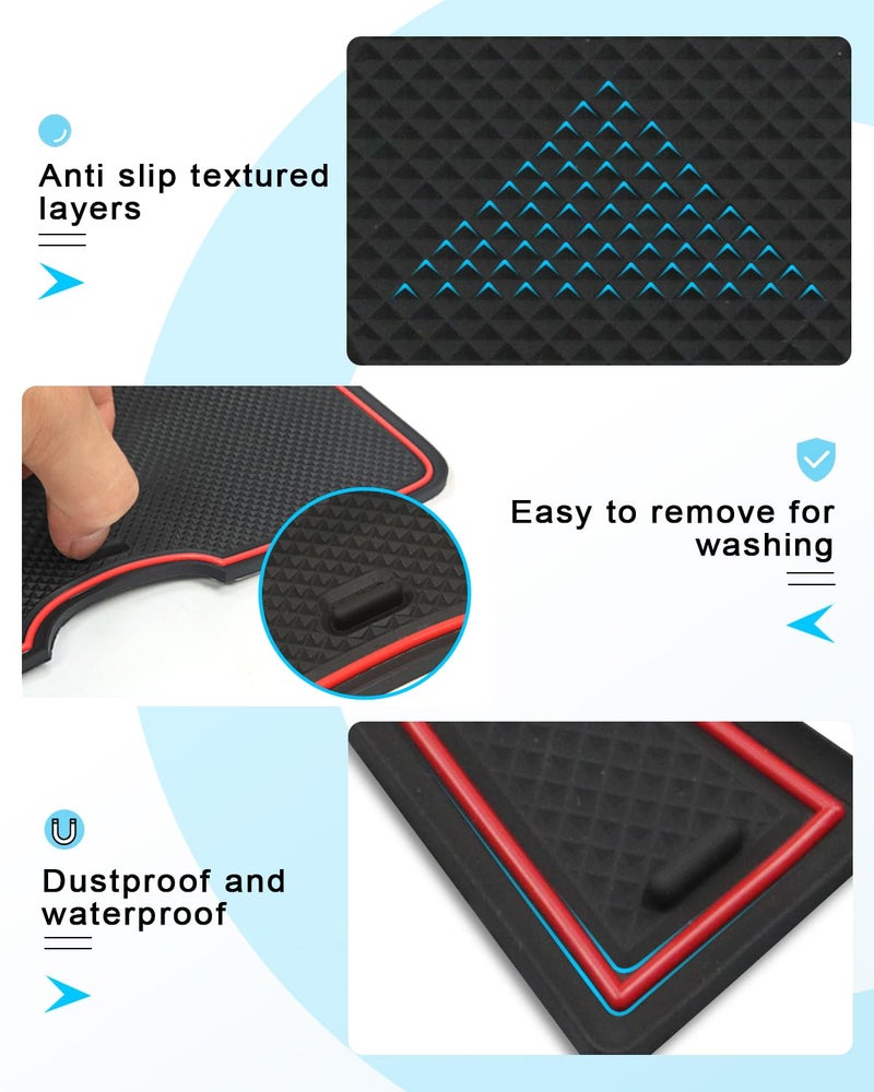 Generic CDEFG Compatible with Suzuki Vitara LY Hybrid 2016-2023 2024, Rubber Mats Centre Console Non-Slip Mats Non-Slip Cup Holder Rubber Mat Armrest Vitara LY 2024 Accessories (Automatic Transmission Red)  - Image 2
