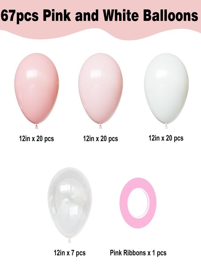 YMSZ Pink and White Balloons, Pink Balloons Set, 67pcs 12 Inch Light Pink and White Balloon for Wedding, Bridal Shower, Baby Shower, Birthday, Valentines Party Decorations - Image 2