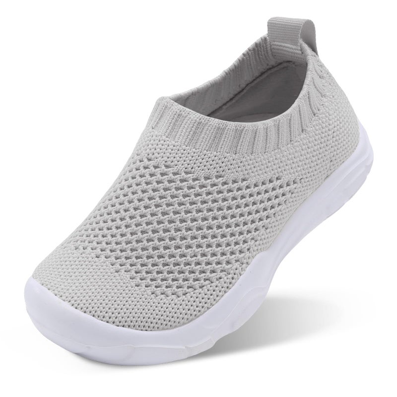 JOINFREE Baby Girls Boys Sneakers with Soft Sole Kids Slip on Casual Walking Shoes Grey 5 Toddler - Image 1