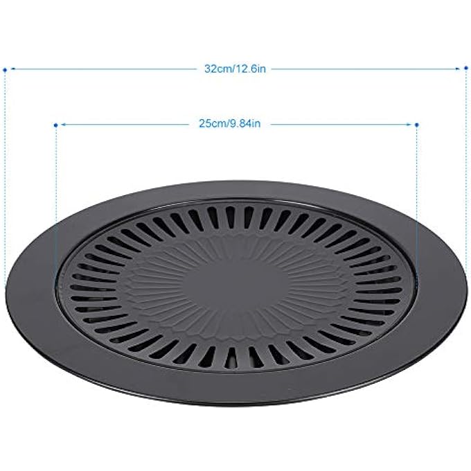 فديت صينية شواء دائرية غير لاصقة مقاس 32 سم، صينية خبز شواء بدون دخان، مناسبة لموقد الغاز والكهرباء والشواء الداخلي - Image 3
