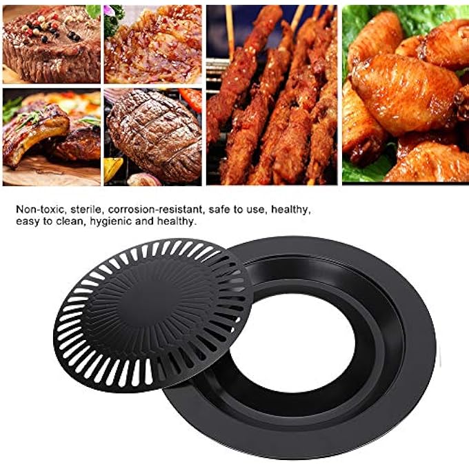 فديت صينية شواء دائرية غير لاصقة مقاس 32 سم، صينية خبز شواء بدون دخان، مناسبة لموقد الغاز والكهرباء والشواء الداخلي - Image 5