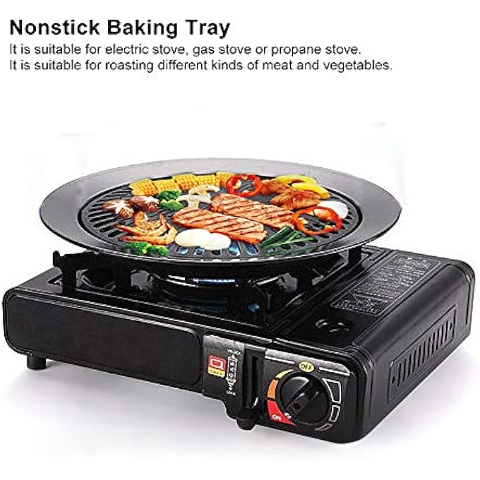 فديت صينية شواء دائرية غير لاصقة مقاس 32 سم، صينية خبز شواء بدون دخان، مناسبة لموقد الغاز والكهرباء والشواء الداخلي - Image 4