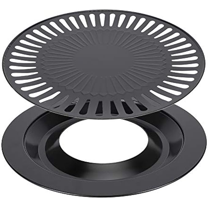 فديت صينية شواء دائرية غير لاصقة مقاس 32 سم، صينية خبز شواء بدون دخان، مناسبة لموقد الغاز والكهرباء والشواء الداخلي - Image 1