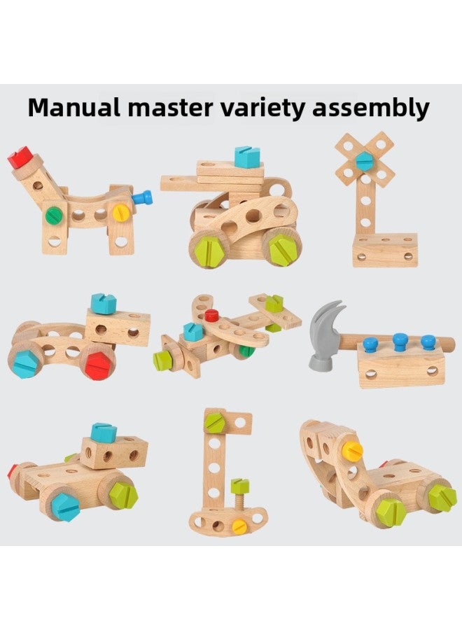 Children's Tool Box Repair Toys Educational Wooden Building Blocks Screwdriver For Boys And Girls Baby Woodworker Interactive Playset-Color:Tool Car Engineering Car (wooden Box) 1.1kg - Image 4