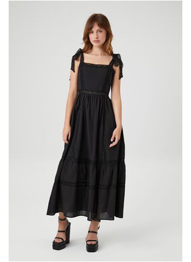 FOREVER 21 Lace-Trim Tie-Strap Maxi Dress  - Image 1