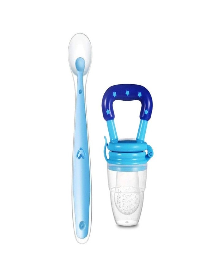 ROFORUF Silicone Baby Feeding Spoon & Fruit Feeder Nibbler Set | BPA-Free Soft Weaning Spoon for 4+ Months | Anti-Choking Fresh Food Feeder & Teether | Infant Feeding Essentials Gift - Image 1