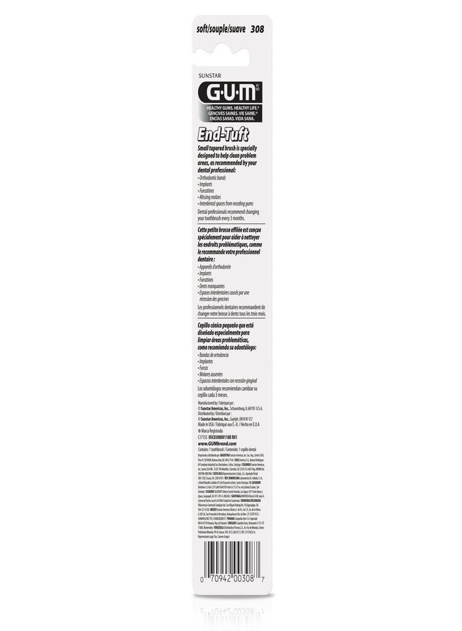 GUM End Tuft Toothbrush - Extra Small Head for Hard-to-Reach Areas - Implants, Back Teeth, and Wisdom Teeth - Soft Dental Brush for Adults, 1 Count - Image 4