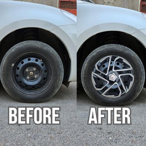 PRIGAN 15 Inch Silver Black Wheel Cover for All 15 Inch Cars (Avialable in 14,15,16 Inch) (Set of 4 Pcs) (Press Fitting) Model- Antique-DC-15 - Image 3