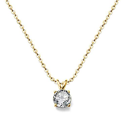 Jude Jewelers Stainless Steel Classical Simple Plain Solitaire Style Collar Charm Necklace (Gold) - Image 3