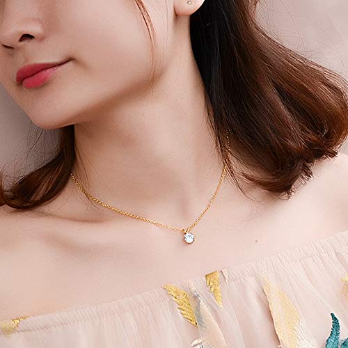 Jude Jewelers Stainless Steel Classical Simple Plain Solitaire Style Collar Charm Necklace (Gold) - Image 2