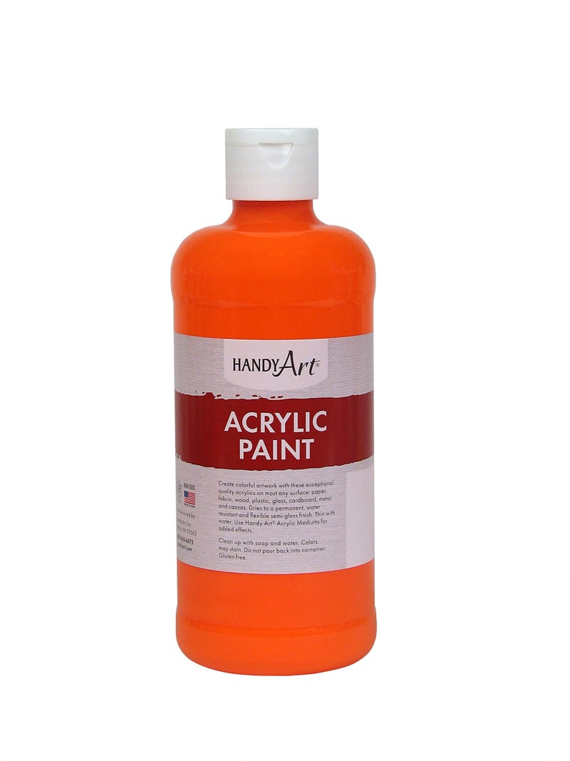 Handy Art 101-152 Student Acrylic Paint 16 ounce, Fluorescent Orange - Image 5