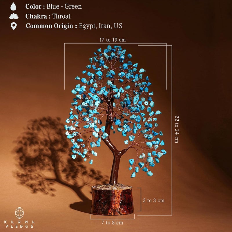 KARMAPLEDGE Crystal Tree of Life Turquoise Healing Crystal Trees for Home & Office Decoration, Handmade Crystal Money Bonsai Trees for Positive Energy, Good Luck, Christmas Decor, Birthday Gifts for Women, Mom - Image 3