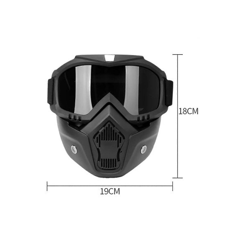REPISH Motorcycle Goggle mask Anti Scratch UV Protective Face Mask, Bike Riding Mask with Detachable Face Mask, Adjustable Elastic Strap Goggles Mask for Helmet Yellow Visor, Unisex (Black) - Image 2