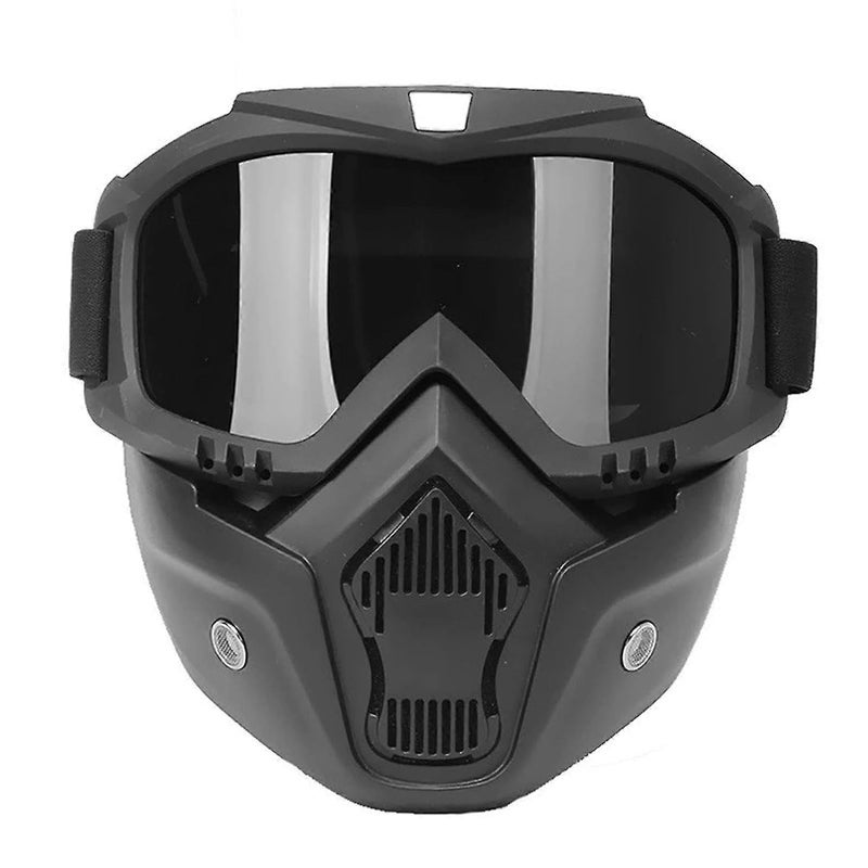 REPISH Motorcycle Goggle mask Anti Scratch UV Protective Face Mask, Bike Riding Mask with Detachable Face Mask, Adjustable Elastic Strap Goggles Mask for Helmet Yellow Visor, Unisex (Black) - Image 1