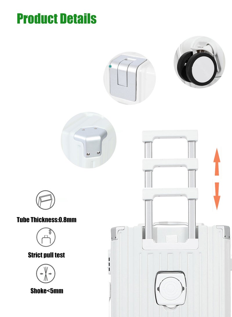 HANAMICHI Travel Luggage Carry-on Suitcase 20-inch Lightweight Suitcase,Solidified Hard Shell Trolley Case Multi-function Boarding Case Password Box,White - Image 4