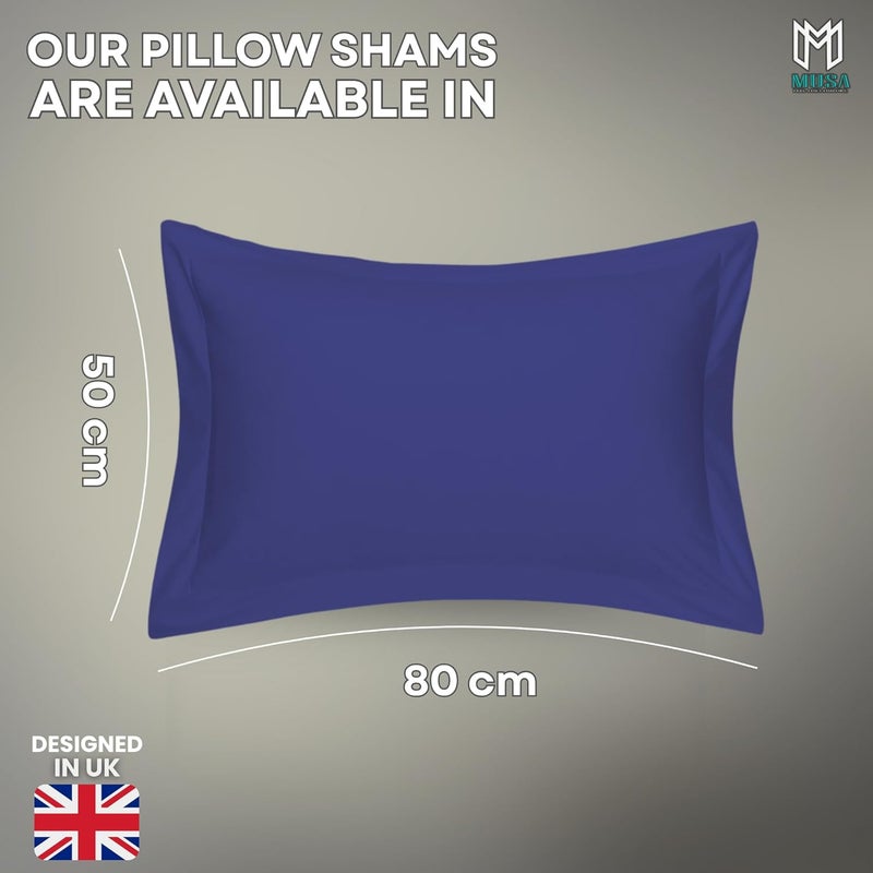 MUSA MUSA® Cotton Pillow Cover Shams - Washable Pillowcases for Sofa Cushions, Bedrooms & Dorm Decor | Hotel Quality Pillow Covers with Envelope Closure & 5cm Side Frame (2, Navy, 50 x 80cm) - Image 2