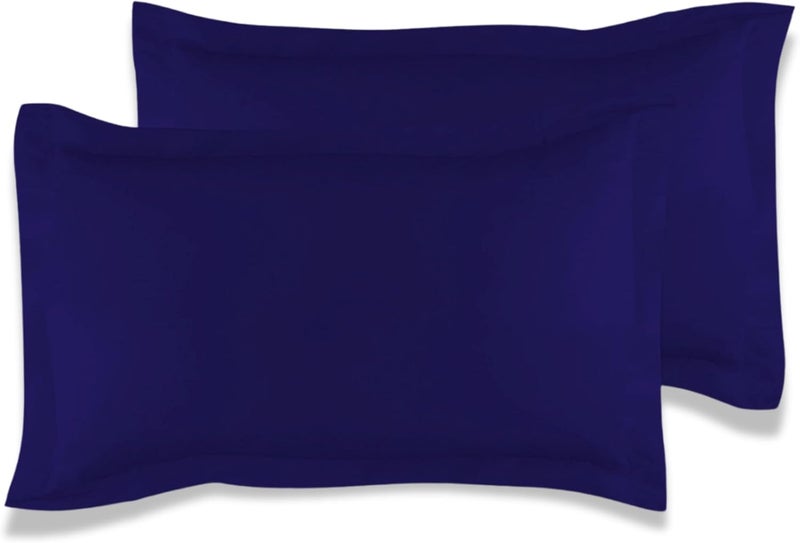 MUSA MUSA® Cotton Pillow Cover Shams - Washable Pillowcases for Sofa Cushions, Bedrooms & Dorm Decor | Hotel Quality Pillow Covers with Envelope Closure & 5cm Side Frame (2, Navy, 50 x 80cm) - Image 1