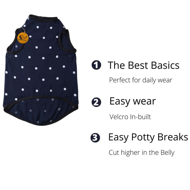 Sage Square Crazy Printed Dog T-Shirt, Trending Dog T-Shirt, Ultra Soft & Light Weight, Comfortable & Breathable Dog Apparel, Trendy Outfit (Medium - 16 inch) (Polka Blue) - Image 5