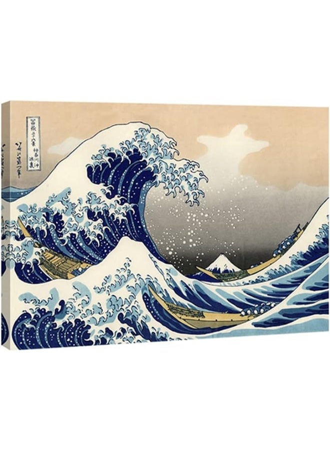 Wieco Art Wieco Art Great Wave of Kanagawa Katsushika Hokusai Modern Stretched and Framed Canvas Prints Artwork Abstract Landscape Pictures Paintings on Canvas Wall Art for Home Office Decorations Wall Decor  - Image 5