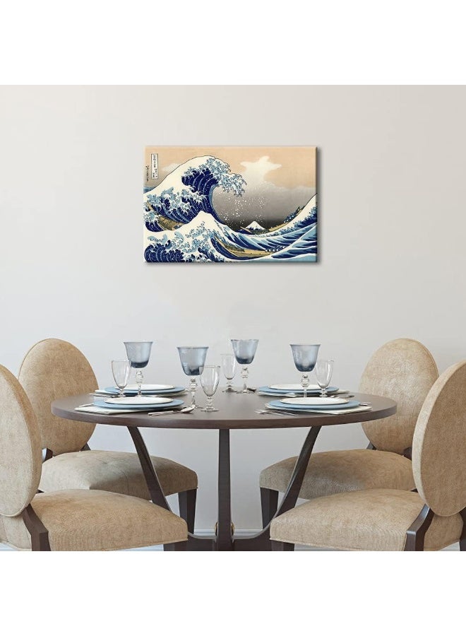 Wieco Art Wieco Art Great Wave of Kanagawa Katsushika Hokusai Modern Stretched and Framed Canvas Prints Artwork Abstract Landscape Pictures Paintings on Canvas Wall Art for Home Office Decorations Wall Decor  - Image 2