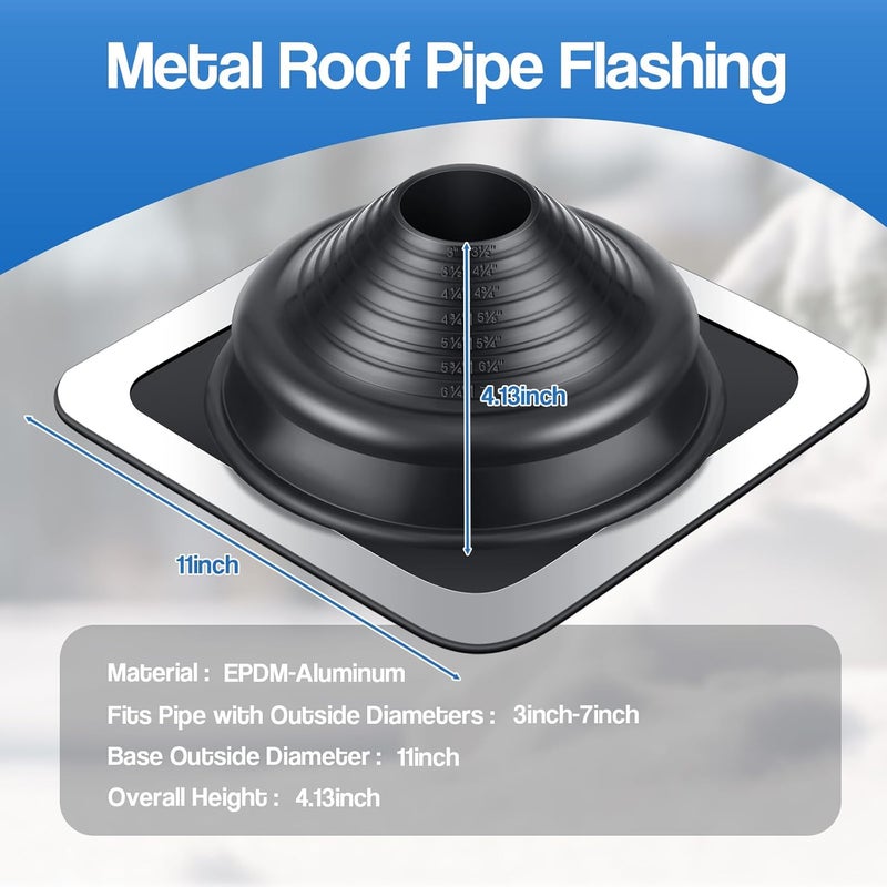 Yaocom ياوكوم 2 قطع #4 غطاء سقف EPDM - قاعدة مربعة، غطاء تهوية سقف مرن، أسود - Image 2