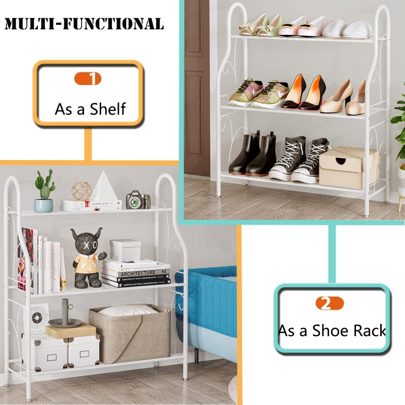 SORCEDAS Plant Stand Indoor Outdoor Plant Shelf 3 Tier Metal Corner Flower Stand Multiple Holder for Patio Garden Balcony Living Room, White - Image 5