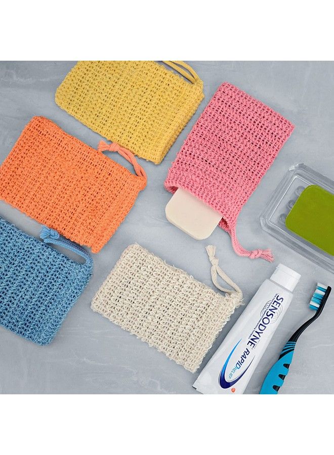 Linkidea 10 Pack Exfoliating Soap Bag Bulk Pack Wholesale Multipack Color Flax Soap Saver Pouch With Drawstring Exfoliator Body Scrubber Soap Pocket Holder For Bath Shower - Image 4