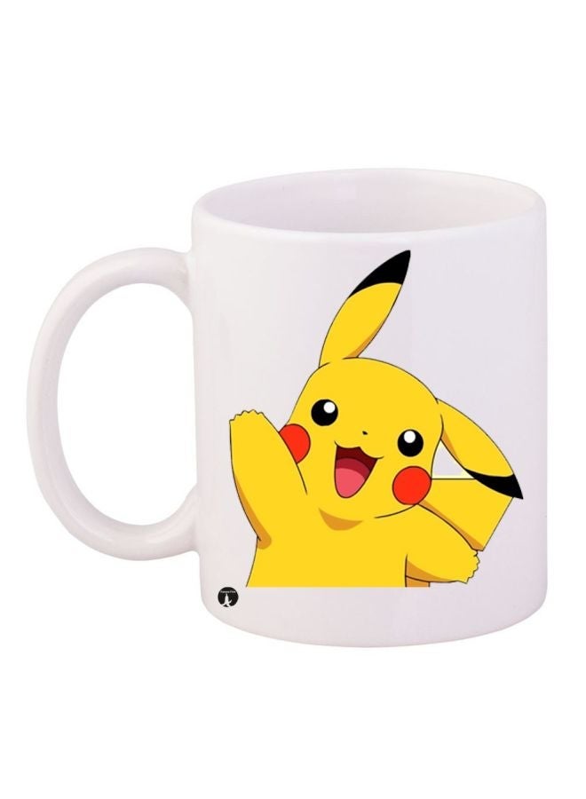 RYN Pikachu Printed Ceramic Coffee Mug White/Yellow/Red 11ounce