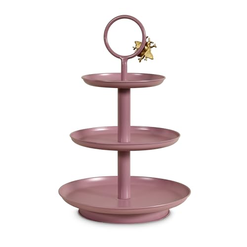 Elan Royal Hive 3 Tier Cupcake Stand, Mild Steel, Round, Multipurpose Dessert Serving Platter for Party, Birthday, Wedding (Mauve) - Image 5