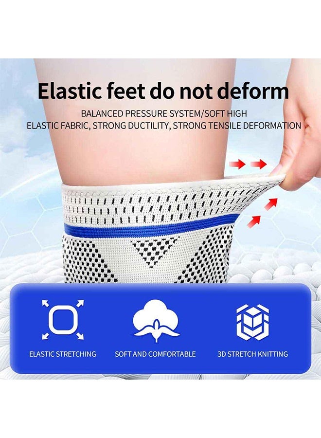 Quantum 2 PCS Silicone Shock-Absorbing Knee Support, Knee Compression Sleeve, Knee Brace with Side Stabilizers For Men - Image 2