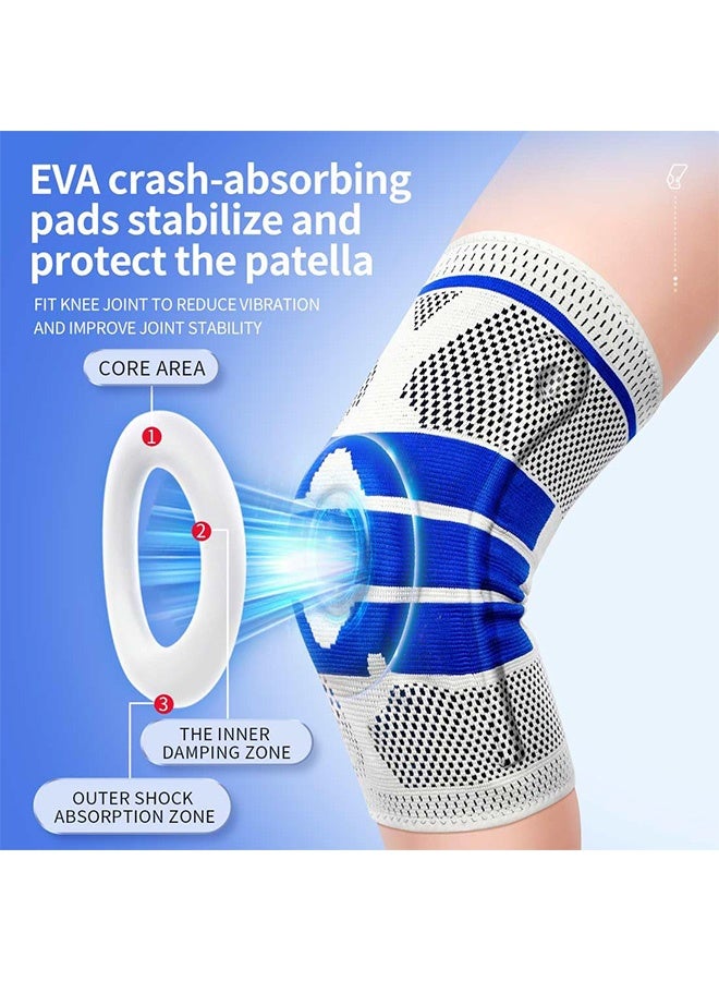 Quantum 2 PCS Silicone Shock-Absorbing Knee Support, Knee Compression Sleeve, Knee Brace with Side Stabilizers For Men - Image 3