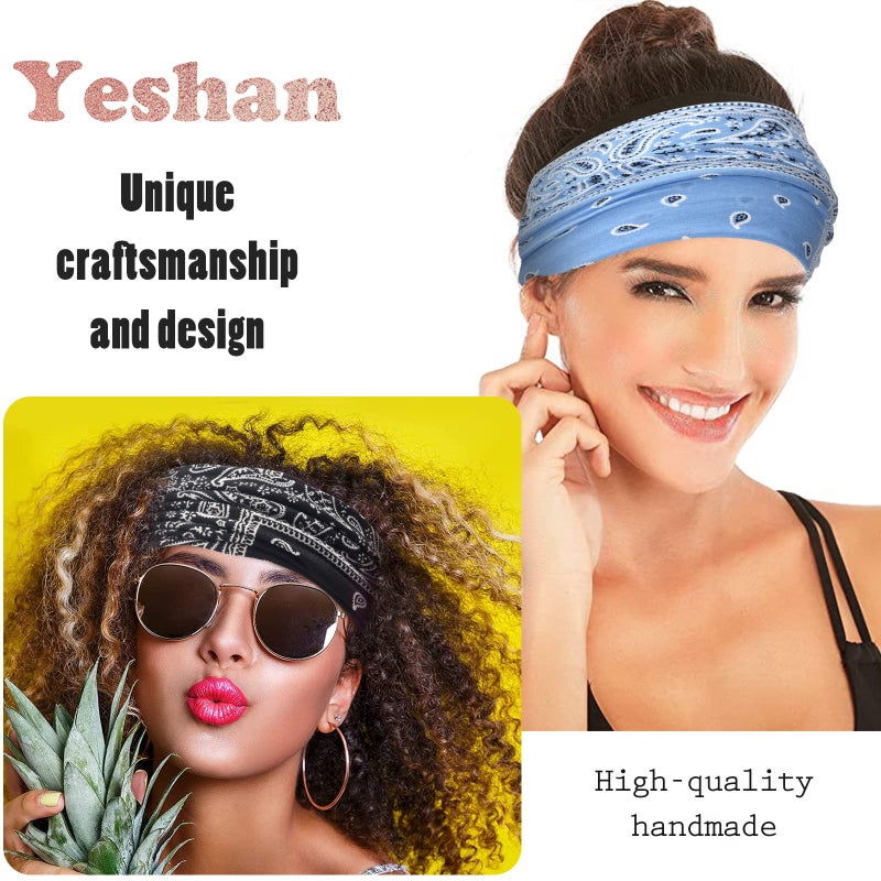 Yeshan Wide Bandana Headbands for Women Large Turban Head bands Stretch Knotted Head Wraps Floral Elastic Yoga Hair Bands Thick Headbands for Black Women and Girls - Image 4