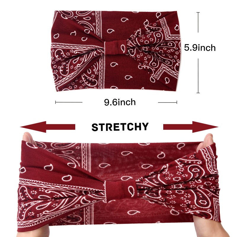 Yeshan Wide Bandana Headbands for Women Large Turban Head bands Stretch Knotted Head Wraps Floral Elastic Yoga Hair Bands Thick Headbands for Black Women and Girls - Image 2