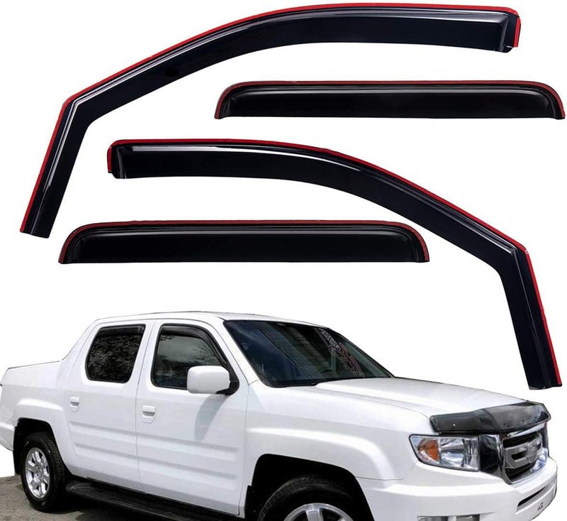 Lightronic WV194832 In-Channel Side Window Visor Deflector Rain Guard Set for Honda Ridgeline 2006-2014 - Image 1