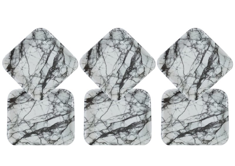ZIDO (Pack of 6 Italian Marble Look Multipurpose Snacks/Starter Plate for Serving All Type of Snacks Like Dhokla, Samosa, Sandwich, Burger, Noodles and More Multi Items - Image 2